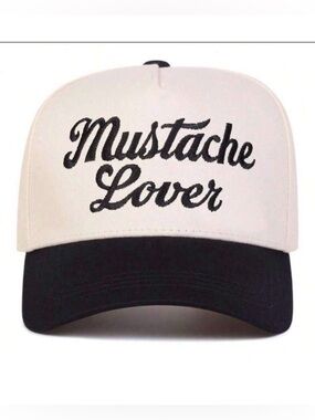 Mustache Lover Two-Tone Baseball Cap - Black and White